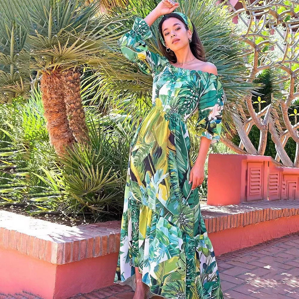 ZARA Spring Summer Printed One Shoulder Slimming Commuter Maxi Dress